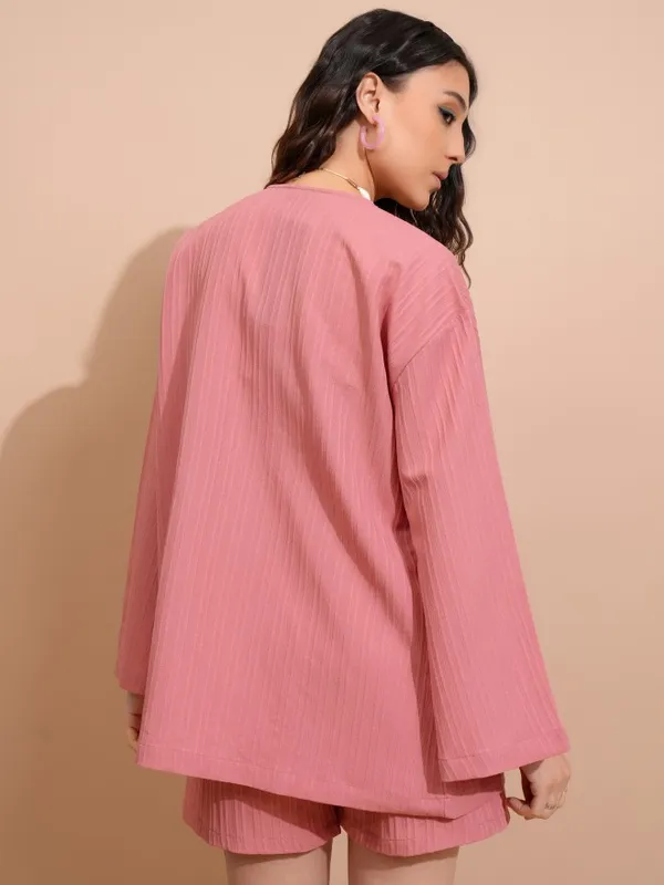Tokyo Talkies Women Coral Top With Trousers Co-Ords