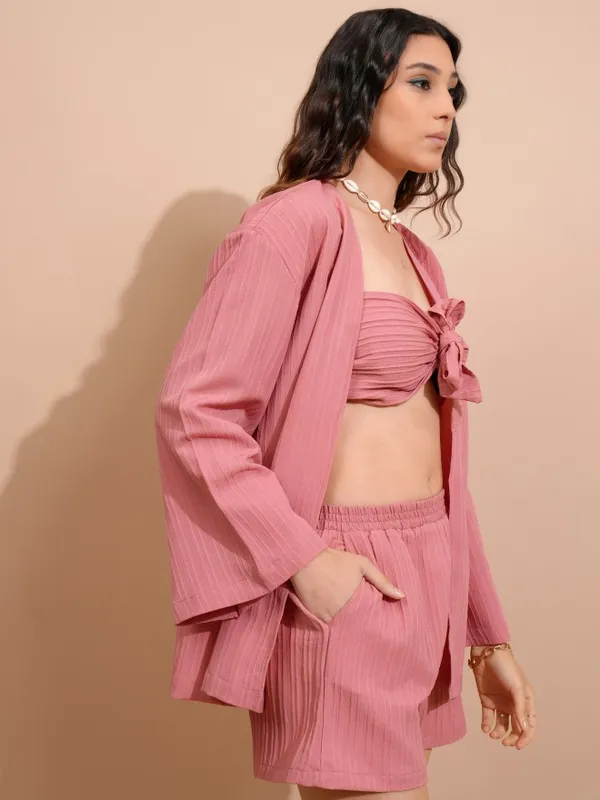 Tokyo Talkies Women Coral Top With Trousers Co-Ords