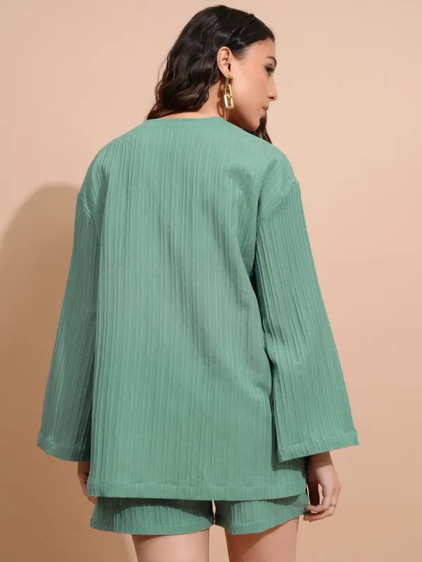 Tokyo Talkies Women Green Top With Trousers Co-Ords