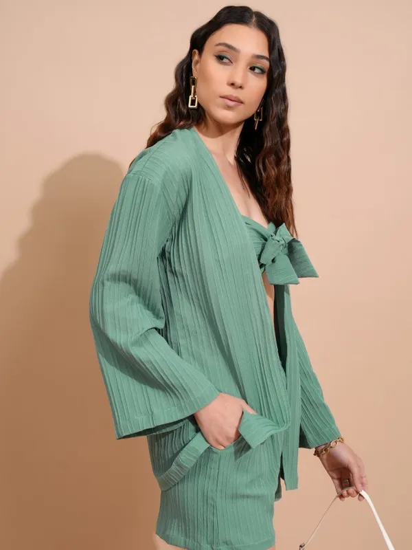 Tokyo Talkies Women Green Top With Trousers Co-Ords