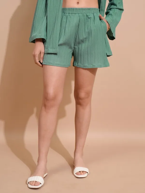 Tokyo Talkies Women Green Top With Trousers Co-Ords