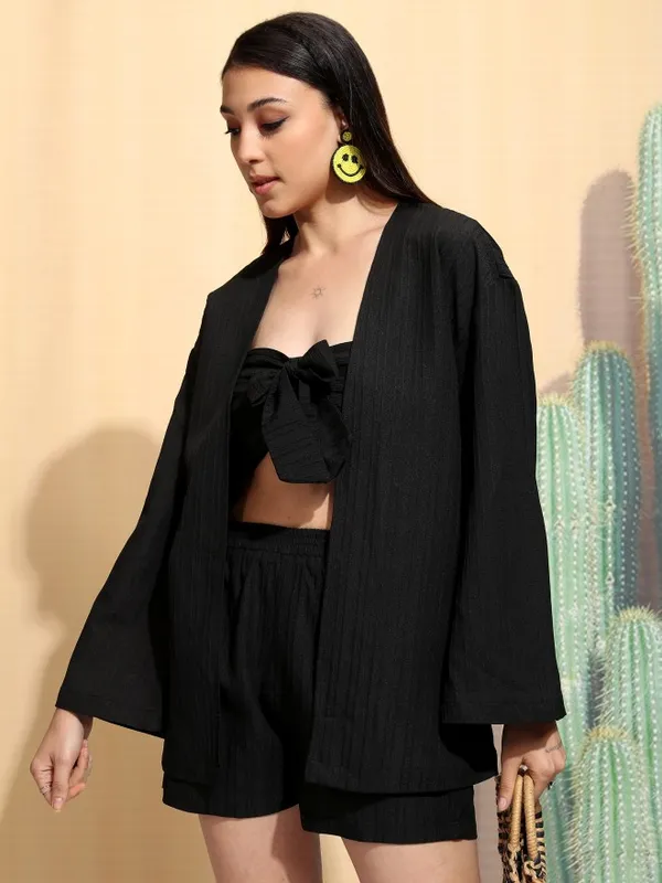 Vishudh Women Black Top With Shorts Co-Ords