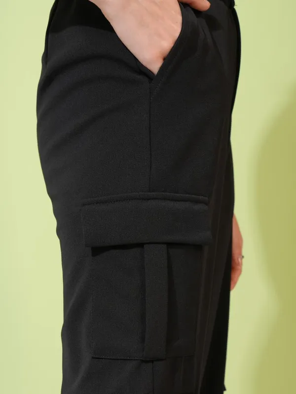 Tokyo Talkies Women Black Solid Straight Fit Cargos