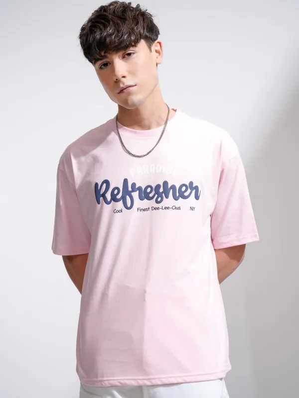 Highlander Men Pink Printed Round Neck Relaxed Fit T-Shirt