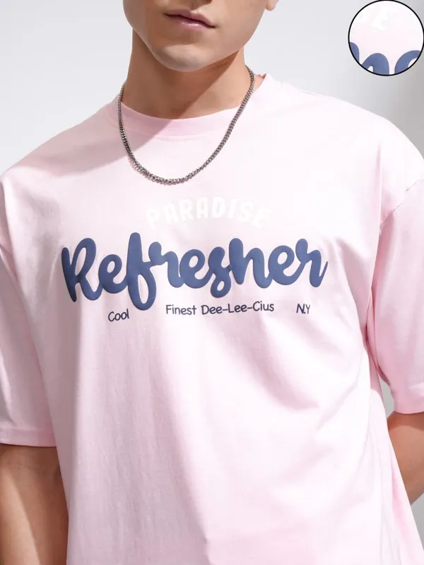Highlander Men Pink Printed Round Neck Relaxed Fit T-Shirt