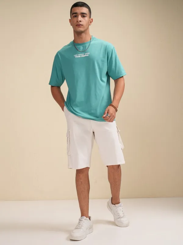 Highlander Men Sage Printed Round Neck Relaxed Fit T-Shirt