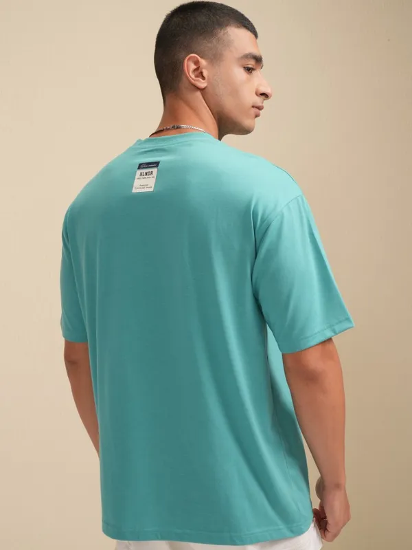 Highlander Men Sage Printed Round Neck Relaxed Fit T-Shirt