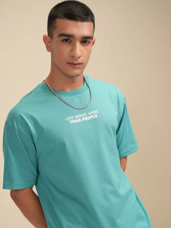 Highlander Men Sage Printed Round Neck Relaxed Fit T-Shirt