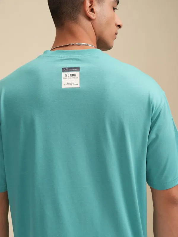 Highlander Men Sage Printed Round Neck Relaxed Fit T-Shirt