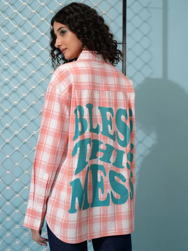 Tokyo Talkies Women Orange Checked Casual Shirt