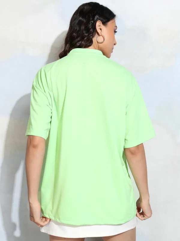 Tokyo Talkies Women Green Printed Round Neck T-Shirt