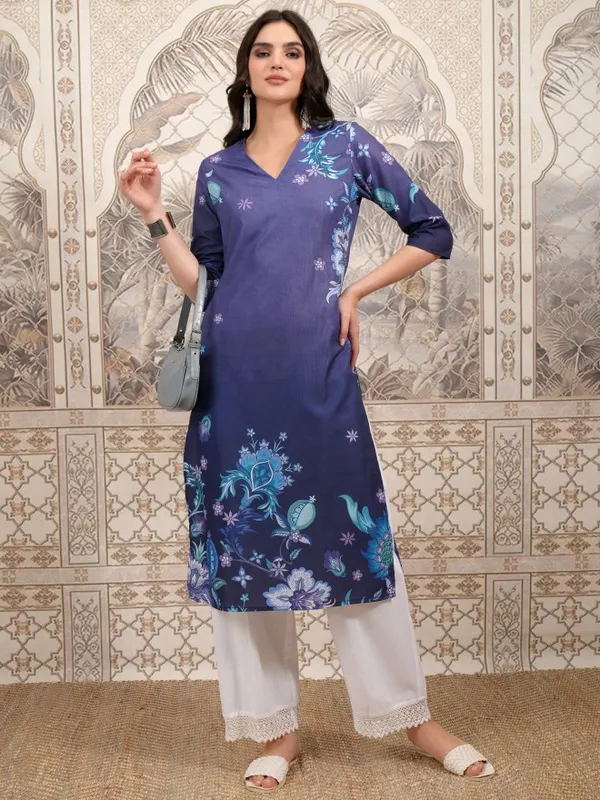  Vishudh Women Purple Printed Straight Kurtas