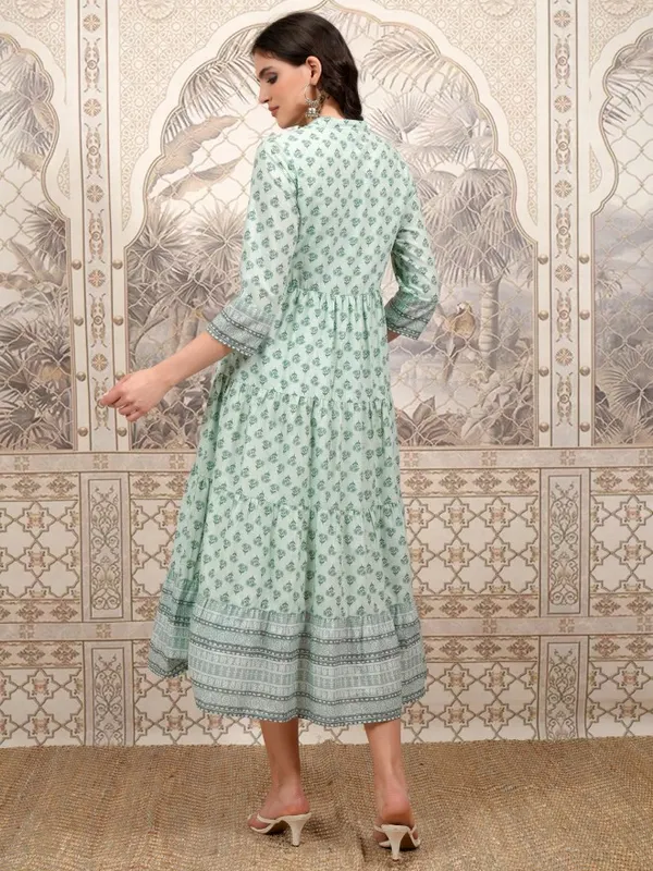  Vishudh Women Olive Printed A-Line Dresses