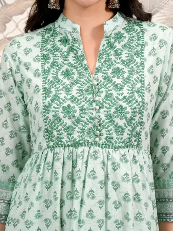  Vishudh Women Olive Printed A-Line Dresses