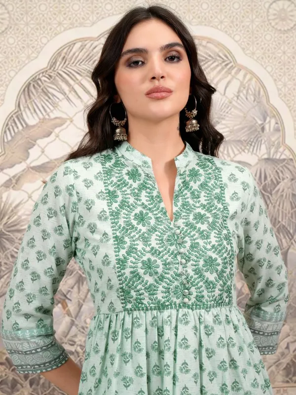  Vishudh Women Olive Printed A-Line Dresses