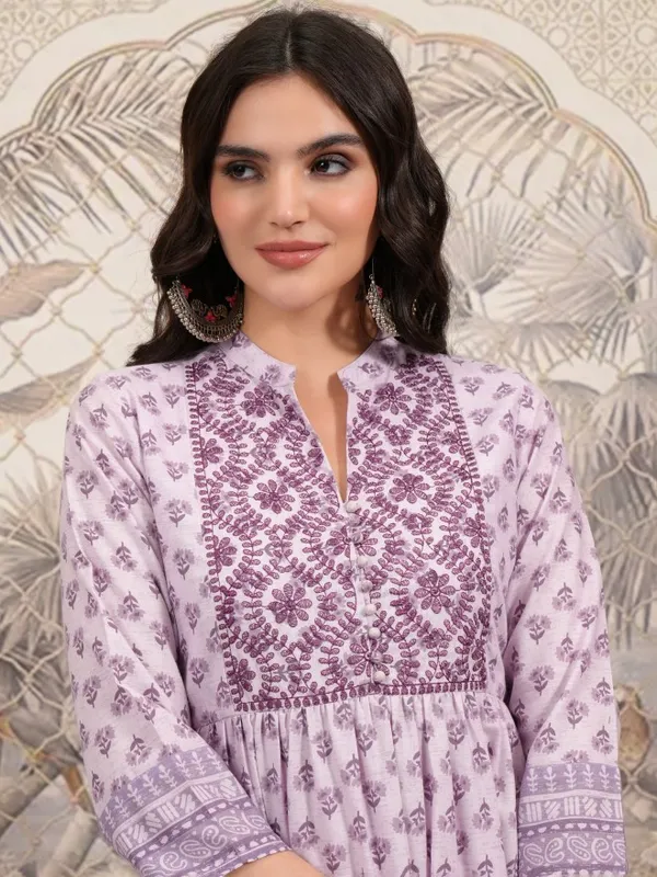  Vishudh Women Purple Printed A-Line Dresses