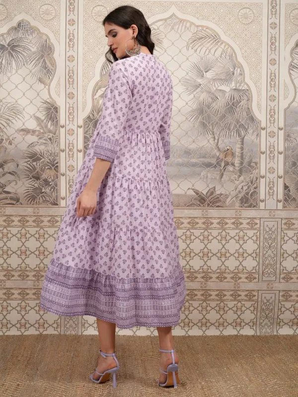  Vishudh Women Purple Printed A-Line Dresses