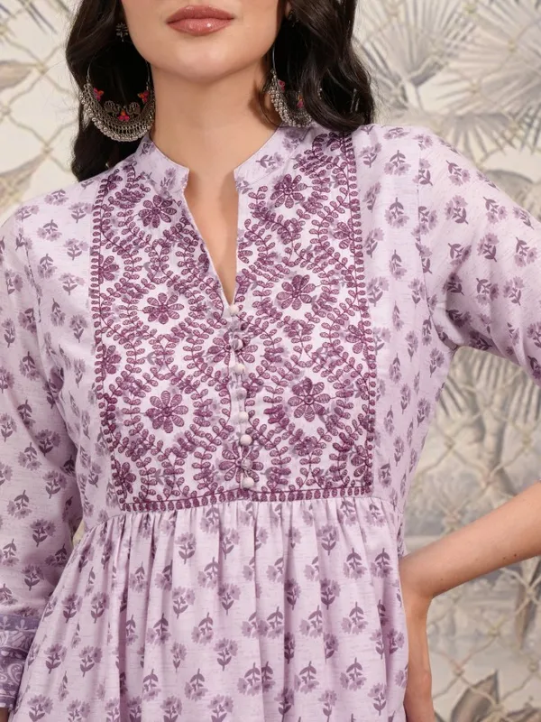  Vishudh Women Purple Printed A-Line Dresses