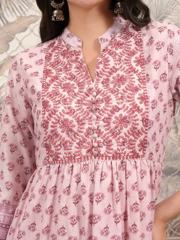  Vishudh Women Pink Printed A-Line Dresses
