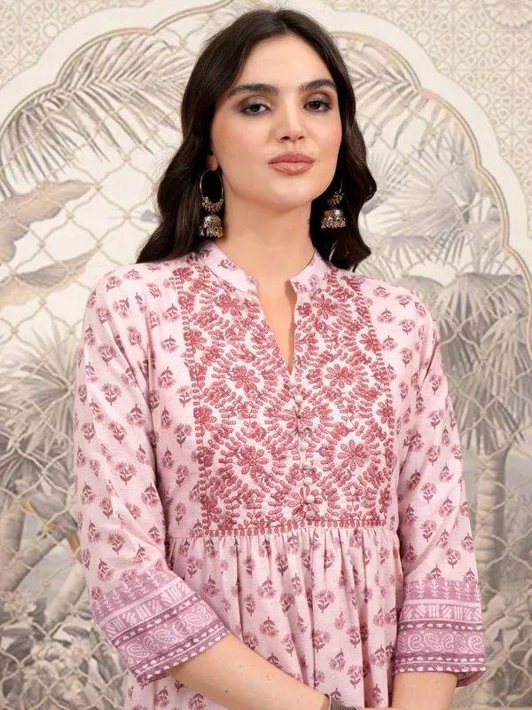  Vishudh Women Pink Printed A-Line Dresses