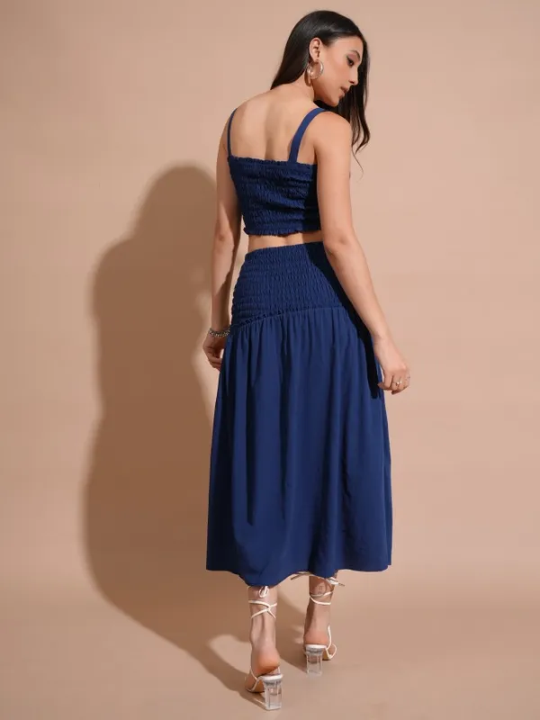 Tokyo Talkies Women Navy Blue Top With Skirt Co-Ords