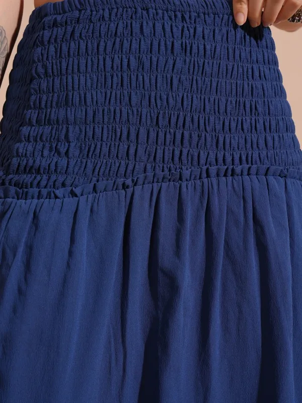 Tokyo Talkies Women Navy Blue Top With Skirt Co-Ords