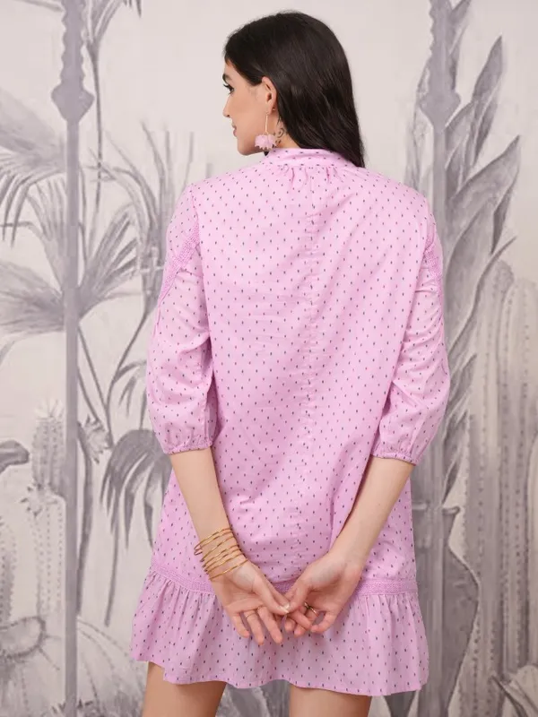 Vishudh Women Pink Printed Drop-Waist Dresses