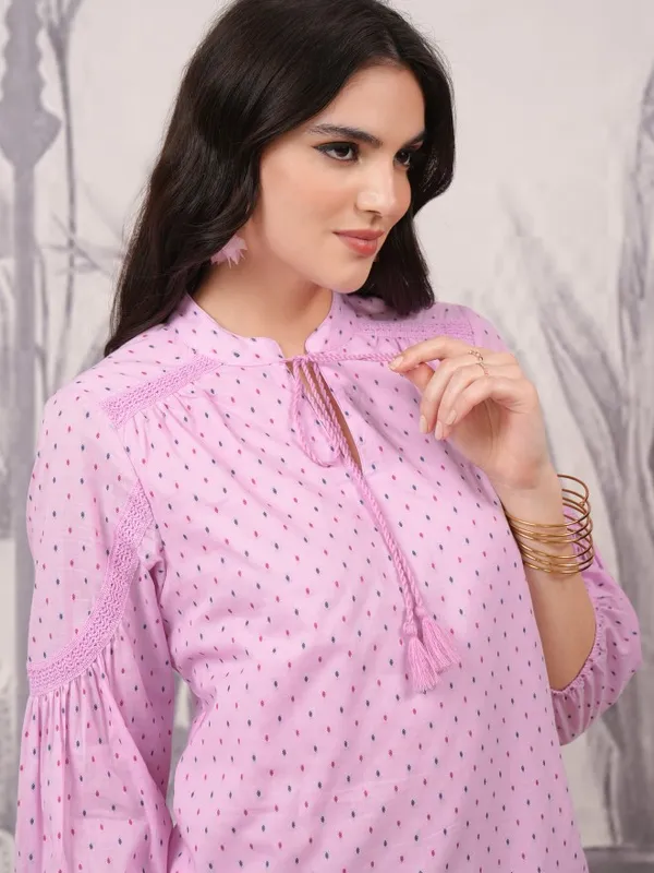 Vishudh Women Pink Printed Drop-Waist Dresses