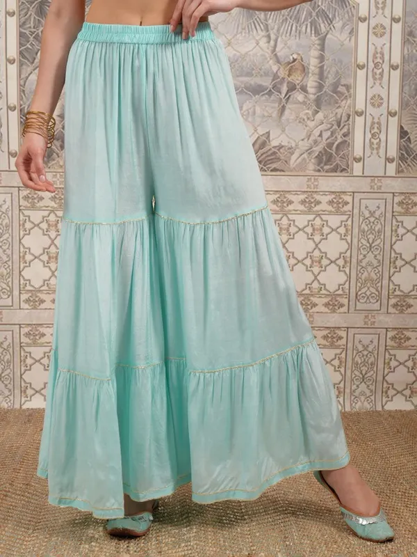  Vishudh Women Turquoise Embroidered Kurta Sets