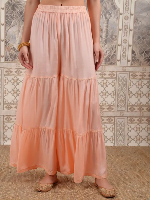 Vishudh Women Peach Embroidered Kurta Sets