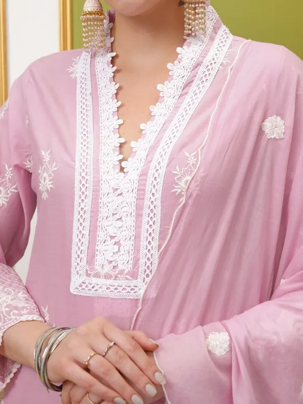  Vishudh Women Mauve Embroidered Kurta Sets