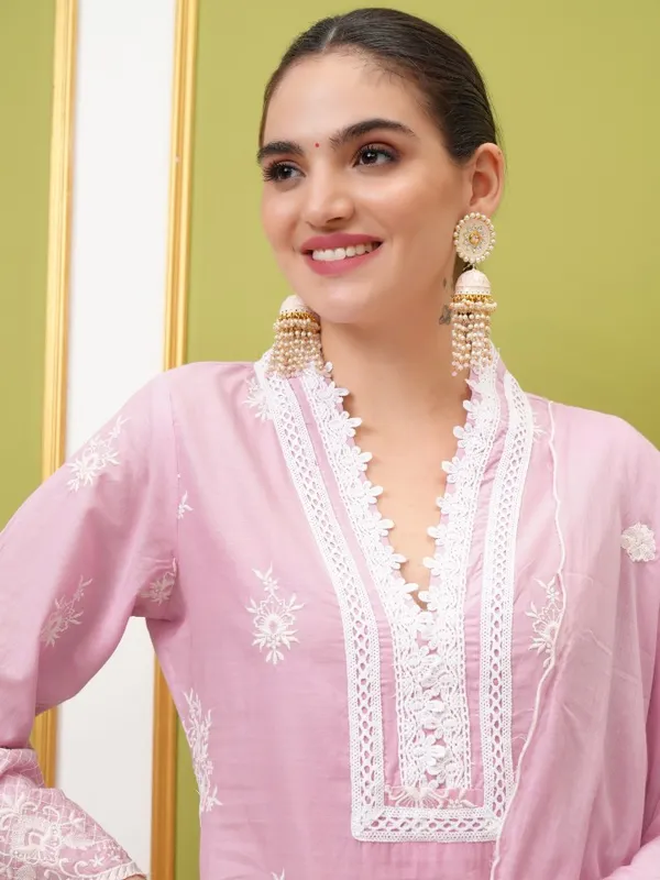 Vishudh Women Mauve Embroidered Kurta Sets