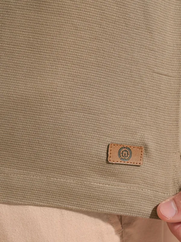  Locomotive Men Khaki Solid Regular Fit Casual Shirts