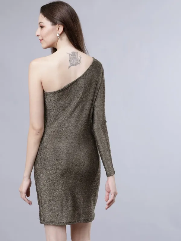 Tokyo Talkies Women Gold Solid Bodycon Dress