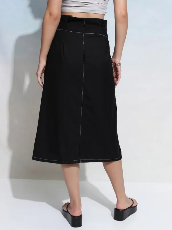 Tokyo Talkies Women Black Midi Skirt