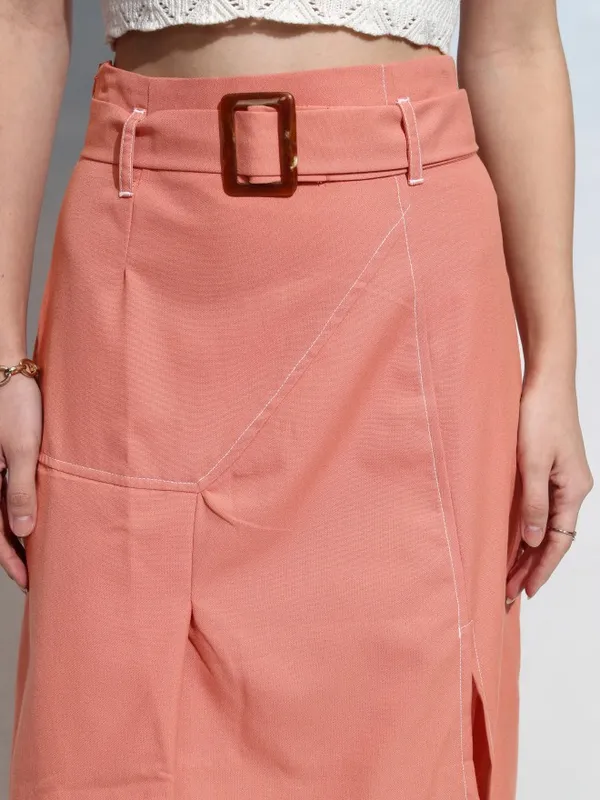 Tokyo Talkies Women Orange Midi Skirt