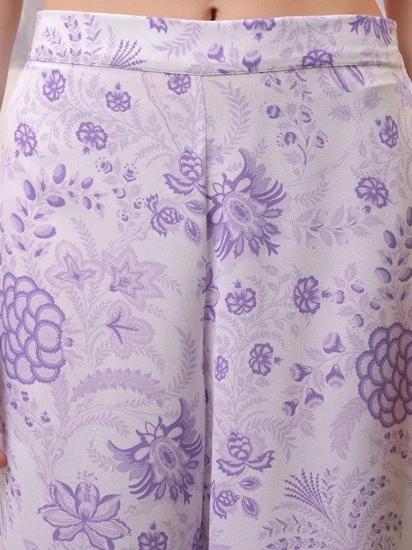 Vishudh Women Lavender Top With Palazzos and Jacket Co-Ords