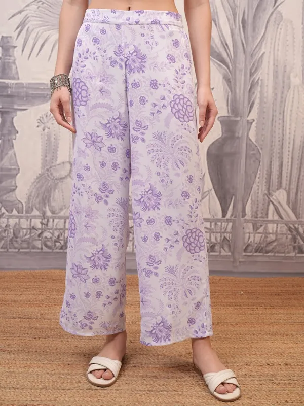 Vishudh Women Lavender Top With Palazzos and Jacket Co-Ords