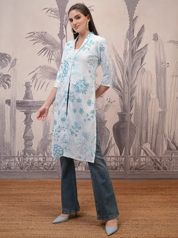 Vishudh Women Blue Open Front Jacket