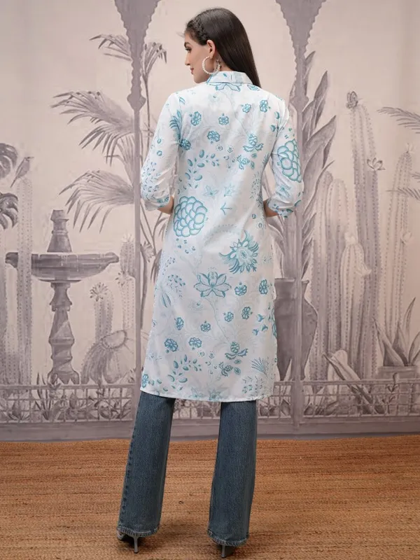 Vishudh Women Blue Open Front Jacket