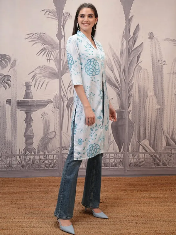 Vishudh Women Blue Open Front Jacket