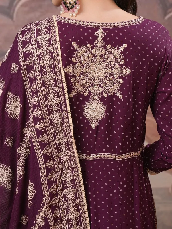 Vishudh Women Maroon Embroidered Kurta With Trousers And Dupatta