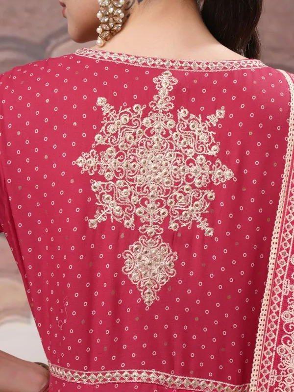Vishudh Women Pink Embroidered Kurta With Trousers And Dupatta