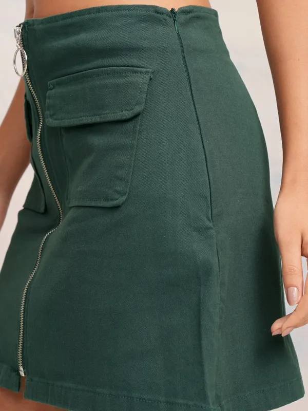 Tokyo Talkies Women Green Mini Skirt