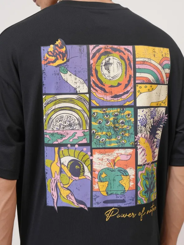  Highlander Men Black Printed Round Neck T-Shirts