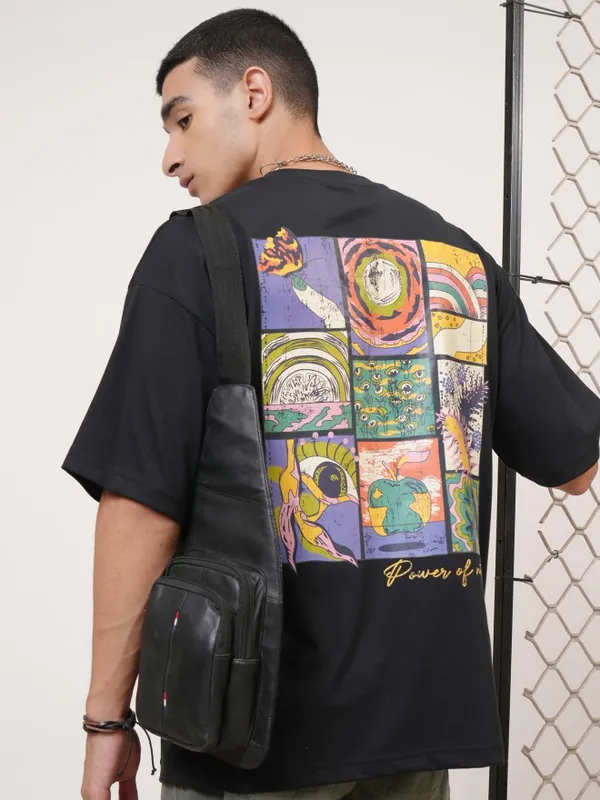  Highlander Men Black Printed Round Neck T-Shirts