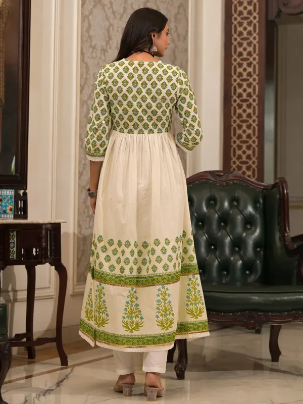 Vishudh Women White Printed Kurta With Trousers And Dupatta