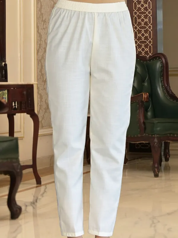 Vishudh Women White Printed Kurta With Trousers And Dupatta