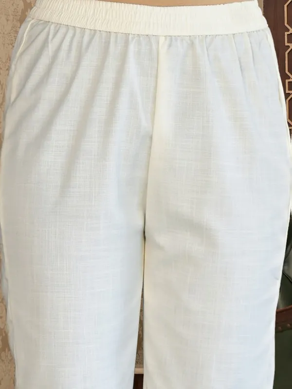 Vishudh Women White Printed Kurta With Trousers And Dupatta