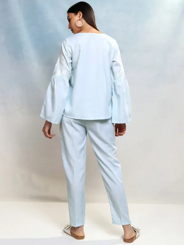 Vishudh Women Blue Top With Trousers Co-Ords